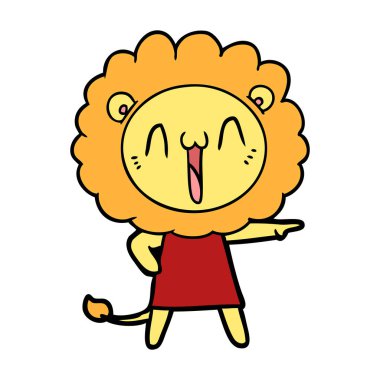 mutlu karikatür aslan vektör çizim