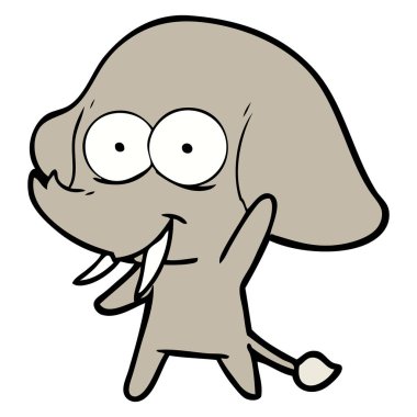 mutlu çizgi film fil vektör çizim