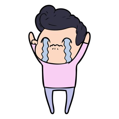 vektör çizim karikatür adam ağlıyor