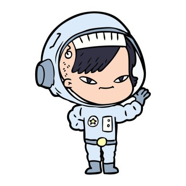 vektör çizim karikatür astronot kadın