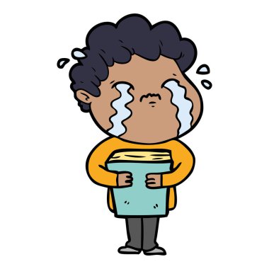 vektör çizim karikatür adam ağlıyor