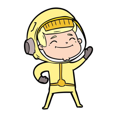mutlu karikatür astronot vektör çizim