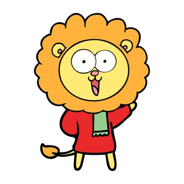 mutlu karikatür aslan vektör çizim