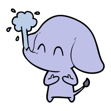 sevimli çizgi fil spouting su