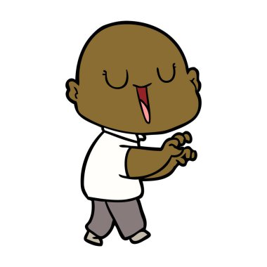 mutlu karikatür kel adam