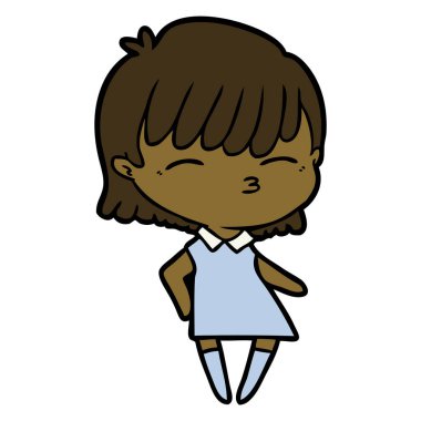 Çizgi filmdeki kadının vektör çizimi