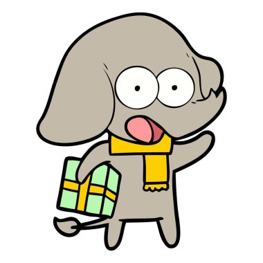 vektör çizim sevimli çizgi fil