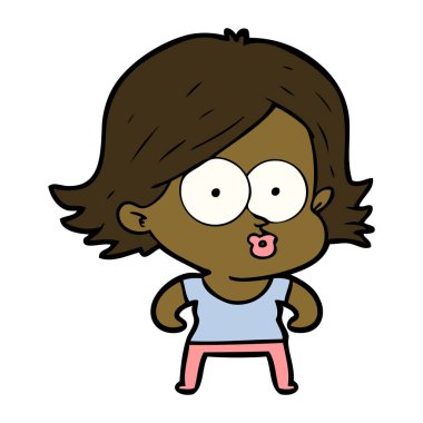 surat asmayı çizgi film kız vektör çizim