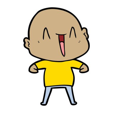 mutlu karikatür kel adam