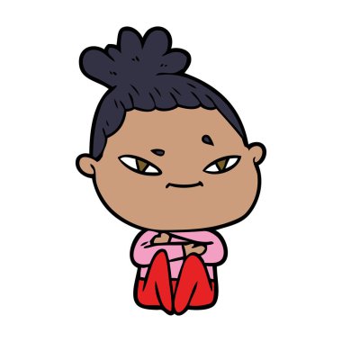 Çizgi filmdeki kadının vektör çizimi