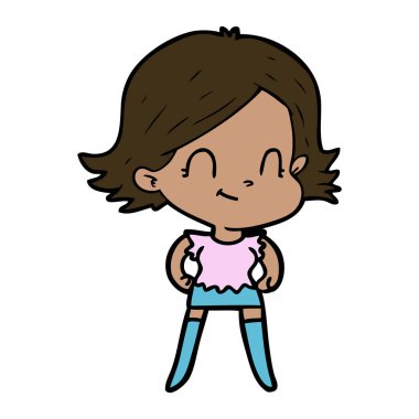 vektör çizim karikatür dostça kız