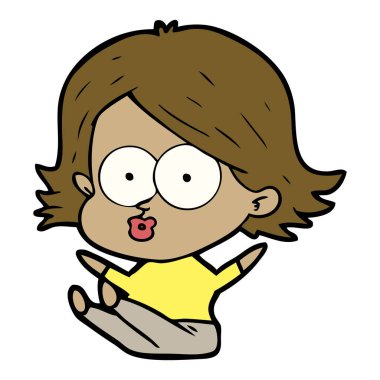 surat asmayı çizgi film kız vektör çizim