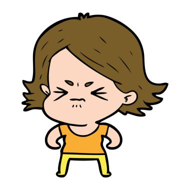 vektör çizim karikatür kızgın kız