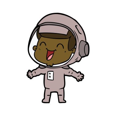 mutlu karikatür astronot vektör çizim