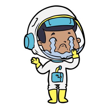 vektör çizim karikatür ağlayan astronot