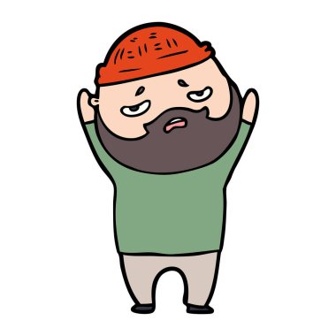 Sakallı endişeli adam çizgi film