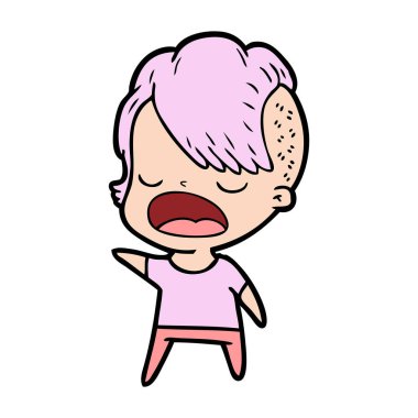 konuşuyor karikatür serin hippi kız