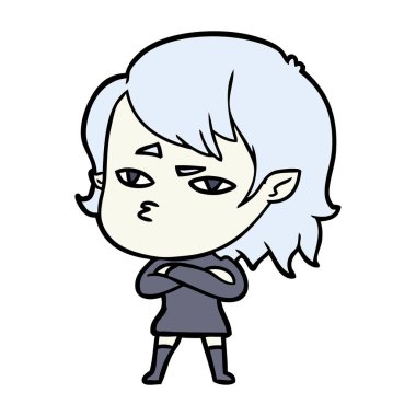 Çizgi filmdeki vampir kızın vektör çizimi