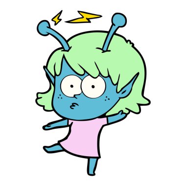 vektör çizim karikatür uzaylı kız