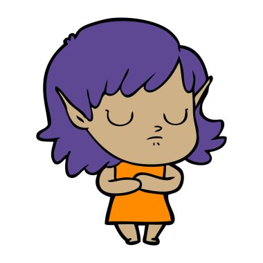 vektör çizim karikatür elf kızı