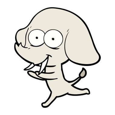 mutlu çizgi film fil vektör çizim