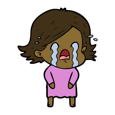 vektör çizim karikatür kadının ağladığını