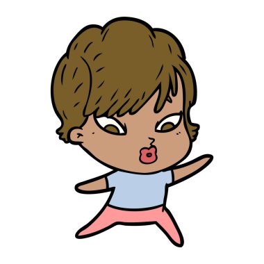 Çizgi filmdeki kadının vektör çizimi 