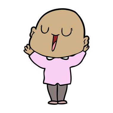 mutlu karikatür kel adam