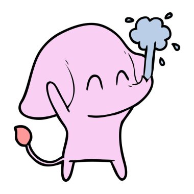 sevimli çizgi fil spouting su