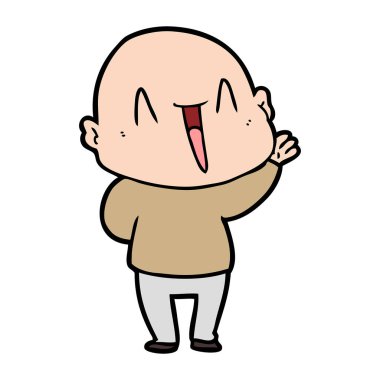 mutlu karikatür kel adam