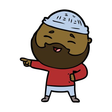 Çizgi film mutlu sakallı adam