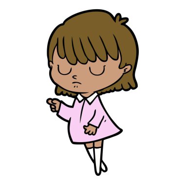 Çizgi filmdeki kadının vektör çizimi