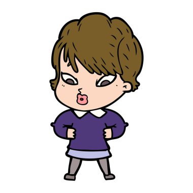 Çizgi filmdeki kadının vektör çizimi