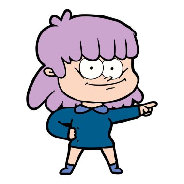 vektör çizim karikatür kız gülümseyerek