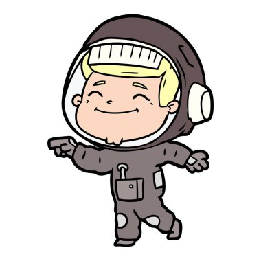 mutlu karikatür astronot vektör çizim