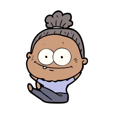 karikatür mutlu yaşlı kadın