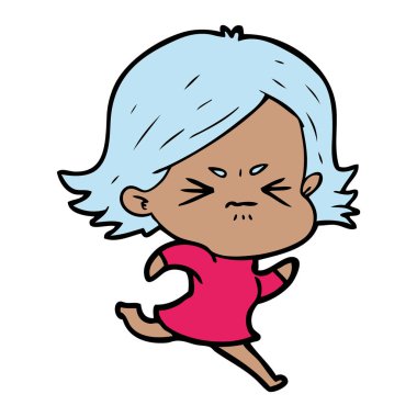 vektör çizim karikatür kızgın kız