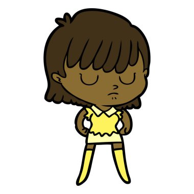 Çizgi filmdeki kadının vektör çizimi