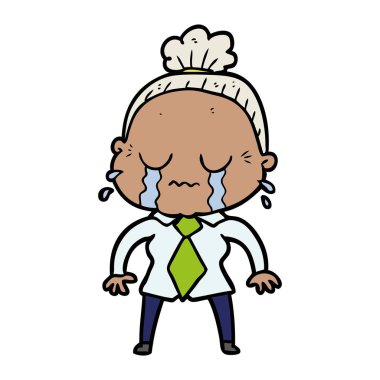 çizgi film ağlayan yaşlı kadın