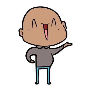 mutlu karikatür kel adam