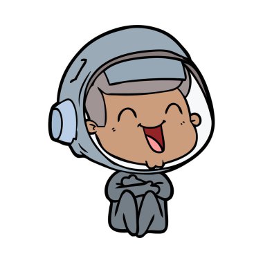 mutlu karikatür astronot vektör çizim