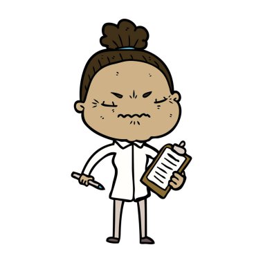 karikatür rahatsız yaşlı kadın