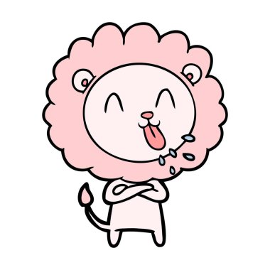 mutlu karikatür aslan vektör çizim