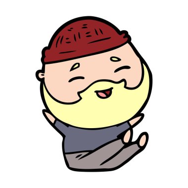 Çizgi film mutlu sakallı adam