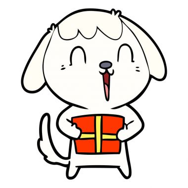 sevimli çizgi köpek Noel hediyesi ile