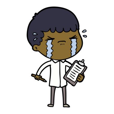 vektör çizim karikatür adam ağlıyor