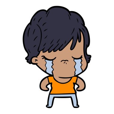 vektör çizim karikatür kadının ağladığını