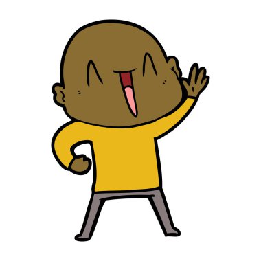 mutlu karikatür kel adam