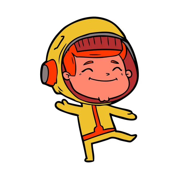 Vector Illustration Happy Cartoon Astronaut — Stock Vector