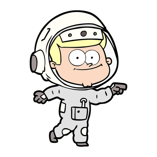 Vector Illustration Happy Astronaut Cartoon — Stock Vector